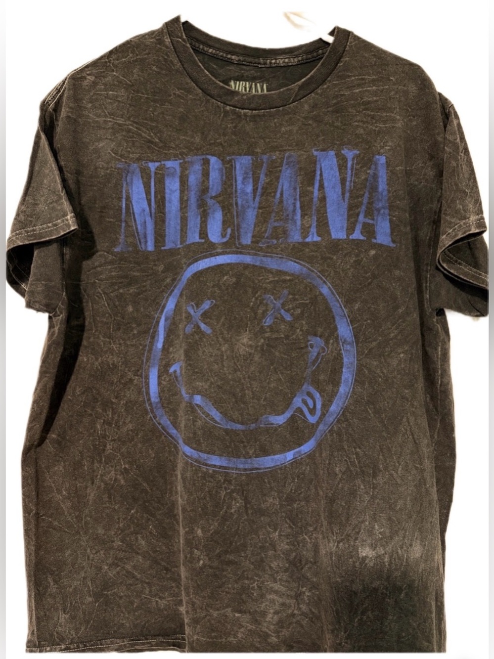 NIRVANA Black Short Sleeve Tee with Blue Logo